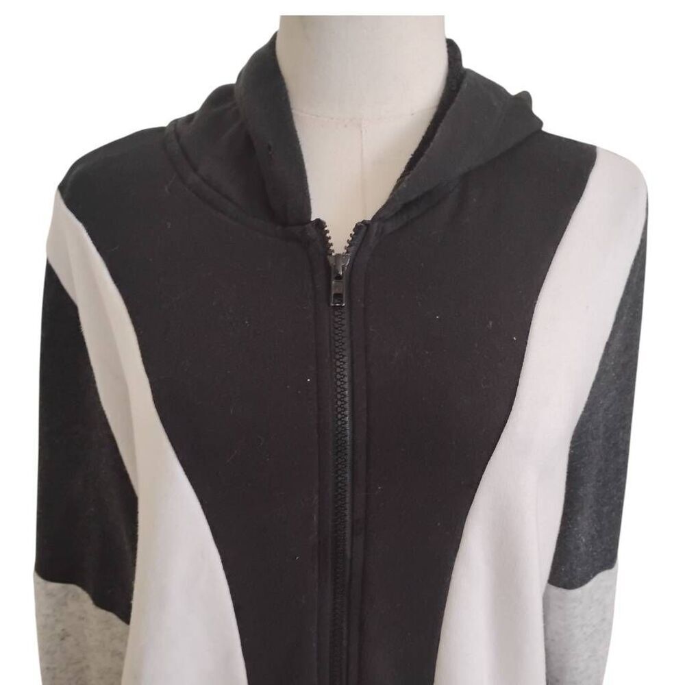 Pink Victoria's Secret Black White Zip Closure Hoodie Size Large - Picture 2 of 7